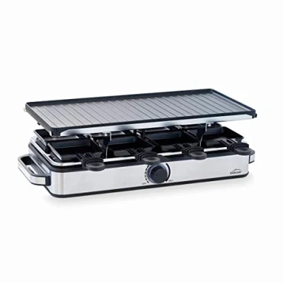 Imagen de Lacor 69348 Plancha Grill Cocina, Raclette Grill, Antiadherente, Placa Reversible, Ecológica, Libre de PFOA, Termostato Regulable, Accesorios Incluidos, Aluminio Fundido, 1400W, 41 x 20 cm