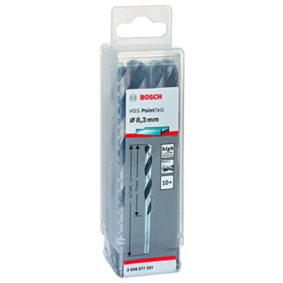 Imagen de Bosch Professional 10 brocas helicoidales HSS PointTeQ, para metal, 8.3 x 75 117 mm, accesorio de taladro