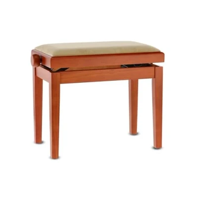 Imagen de GEWA banco de piano Deluxe, madera maciza, regulable en altura cerezo mate