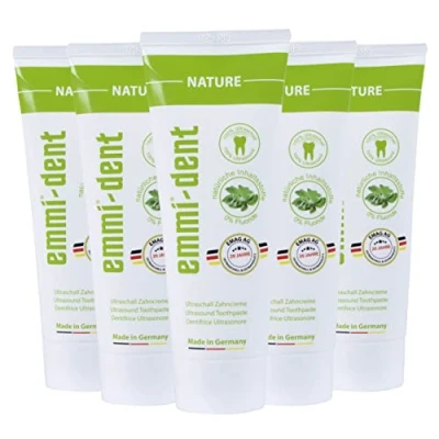 Imagen de emmi® dent Pasta Dental Ultrasónica &quot;Nature&quot; I Ideal para Dientes y Encías Sensibles sin Flúor, Microplásticos ni Nanomateriales Vegano Gluten 5x 75 ml