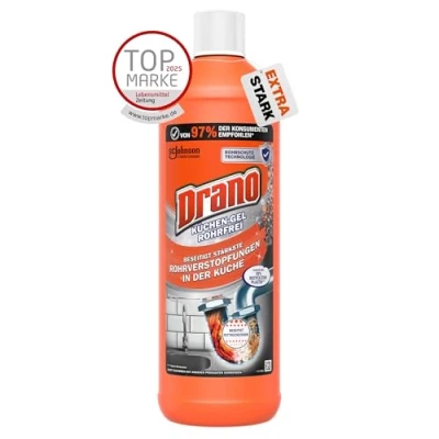 Imagen de Mr Muscle Drano Küchen Gel Rohrfrei Abflussreiniger, Rohrreiniger für Die Küche, entfernt Verstopfungen Limpiador de tuberías para Cocina, Tubos, Naranja, 1 l (1er Pack), 1000