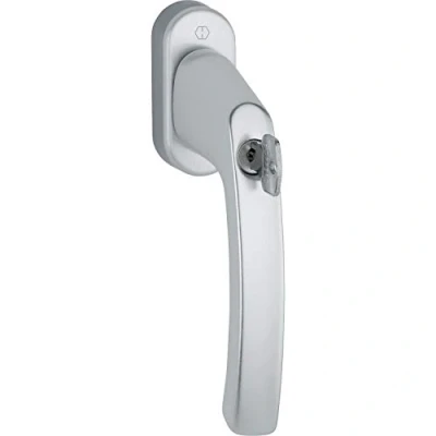 Imagen de HOPPE 11714438 Tirador de Ventana LIÈGE Cilindro Cierre, VK, anodizado Plateado, Plata, Vierkantstift:7 x 37 silber eloxiert