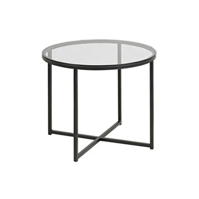 Imagen de AC Design Furniture Gurli Mesa de Esquina, Transparente y Negro, B: 55 x H: 45 T: