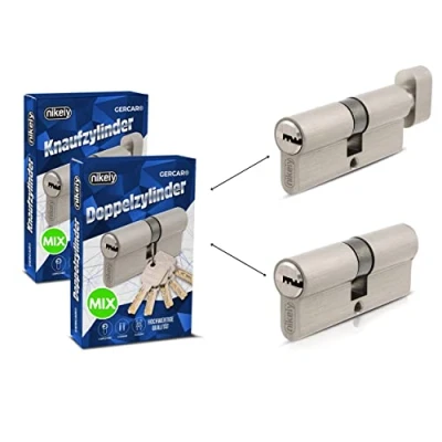 Imagen de GERCAR 2x cilindro de cerradura/cerradura barril perfil o pomo MIX 60/70/80/90 mm combinación libre diferentes tamaños con la misma llave 10 llaves sistema OKS
