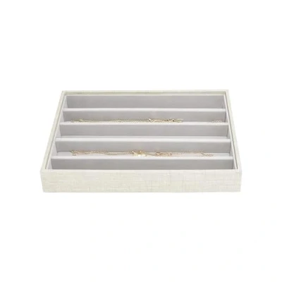 Imagen de Stackers Joyero clásico mediano con capa para collar, Cuero sintético Lino