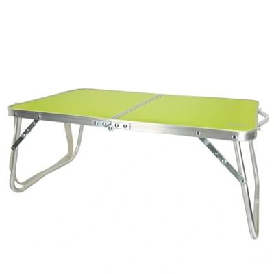 Imagen de AKTIVE mesa playa plegable, baja playa, 60x40x25 cm, color verde, estructura de metal, tablero madera, plegable camping pequeña, cierre seguridad (52811)