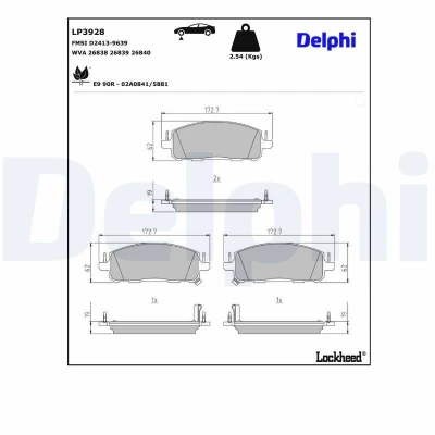 Imagen de DELPHI LP3928 Juego de pastillas freno con avisador acústico desgaste Chapa antichirridos sin accesorios NISSAN: Qashqai III