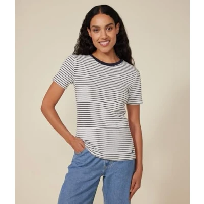 Imagen de Petit Bateau A0BOL Camiseta De Manga Corta Mujer Marshmallow/Smoking S