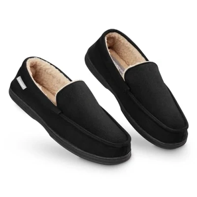 Imagen de DUNLOP Zapatillas Casa Hombre, Pantuflas Estilo Mocasines Cerradas, de Invierno Calientes Suela Goma Dura, Regalos Originales para Hombre (Negro,44)