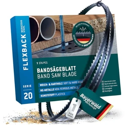 Imagen de Bayerwald Hoja de sierra para herramientas (1400 x 6 0,36 14 mm, madera, metales no ferrosos, plástico, láminas finas/cinta apta Scheppach HBS20, HB800, etc.