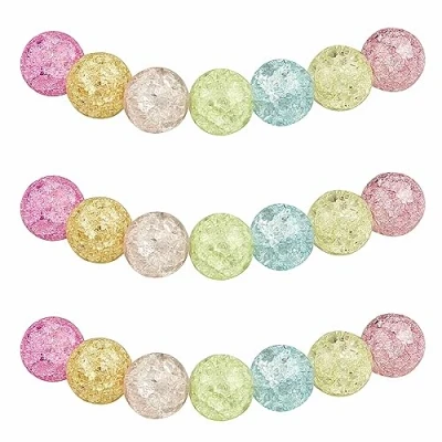 Imagen de MJDCB 4mm 85 piezas Cuentas de Cristal Agrietado Multicolore Redondas Sueltas Abalorio para Hacer Joyas Pulseras Collares