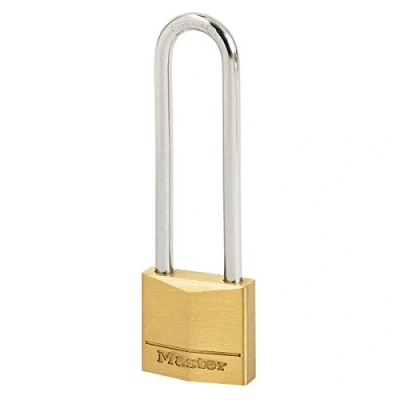 Imagen de Master Lock 150EURDLJ Candado de Ancho con Cuerpo Latón Macizo arco Largo, Dorado, 10.7 x 5 1.4 cm