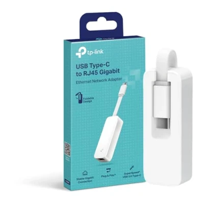 Imagen de Adaptador TP Link UE300C, USB C a RJ 45, 1000 Mbps, Gigabit Ethernet, Blanco