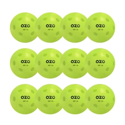 Imagen de OZO Pickleball Set de 12 Bolas para Interiores, 26 Agujeros, Moldeo por Rotación