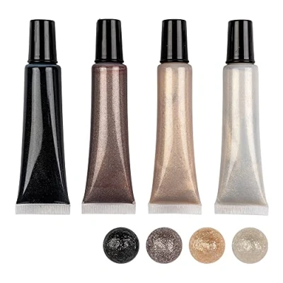 Imagen de Ideen mit Herz Juego de 4 rotuladores metálicos 25 ml, efecto perla para papel, textiles, (blanco, crema, pardo, negro)