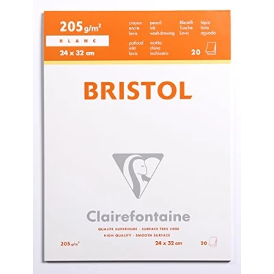 Imagen de Clairefontaine 96170C Bloc de cartón Bristol (24 x 32 cm, 205 g, 20 hojas), color blanco