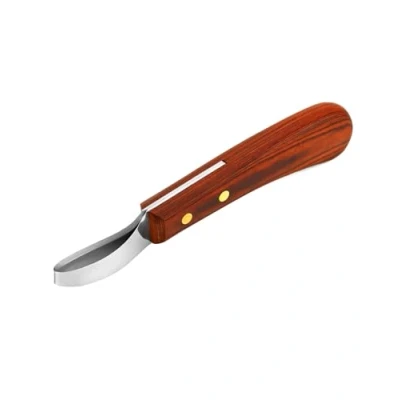 Imagen de QWORK® Cuchillo para pezuñas de Acero Inoxidable Primera Calidad con Mango, bucles, Herramienta Recortar Caballos