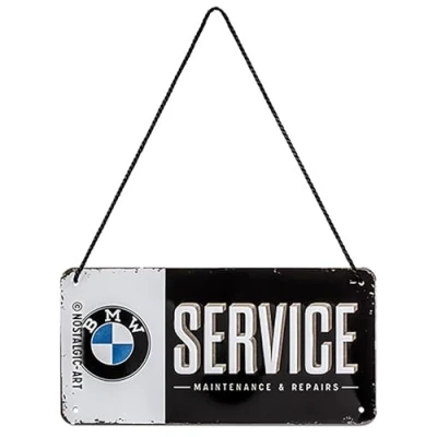 Imagen de Nostalgic Art Cartel Colgante Retro BMW Service Regalo para los Aficionados a Accesorios de Coches, Metal, diseño Vintage, 10 x 20 cm