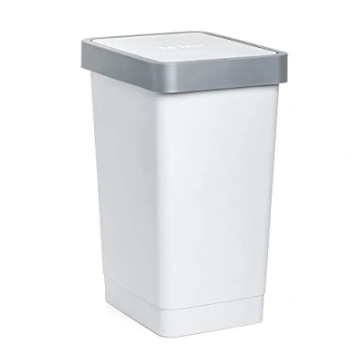 Imagen de Tatay Cubo de Tapa Basculante Smart, 25L Capacidad, Polipropileno, Libre BPA, Bolsa Basura 30L, Blanco, Medidas 26 x 34 47 cm