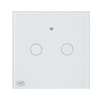 Imagen de PNI PT202L Interruptor Inteligente SafeHome WiFi Touch, 10 A, Control a través de la aplicación Tuya, Compatible con Alexa y Google Assistant Live Wire, sin Cero