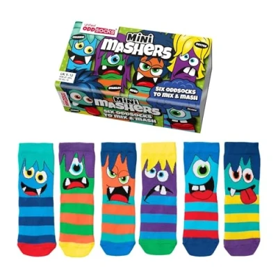 Imagen de United Oddsocks Pack of 6 Mix &amp; Match Kids Socks, Novelty Socks for 4 years old, Size UK 9 12 (EU 27 30) (UK, Age, One Size, Mini Mashers)
