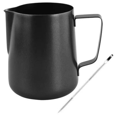 Imagen de jarra de espuma leche recubierta teflón 600 ml con bolígrafo para leche, espumadora acero inoxidable 304, vapor espresso, accesorios barista máquina