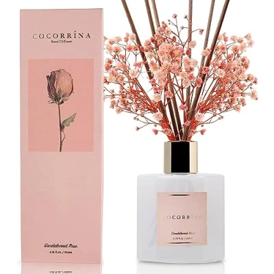 Imagen de Cocorrína 200ml Difusor de Varillas con Flores secas/Sandalwood Rose/Ambientadores Hogar, Ambientador Varillas/difusor Aromas/para Decoración Baños y Estanterías