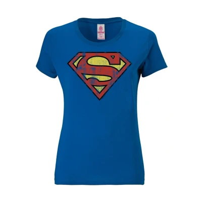 Imagen de Logoshirt Superman Camiseta estampada, Mujer, Talla: Large, Blau