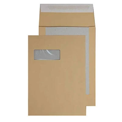 Imagen de Purely Packaging C4 324x229mm Board Back Pocket Peel and Seal Envelope Window Manilla (Pack of 125)