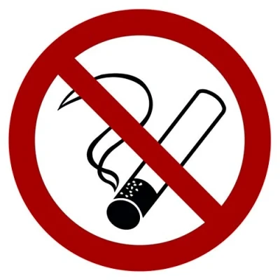 Imagen de Lote de 5 pegatinas prohibición fumar, 9,5 cm diámetro, redondas, con protección UV, señales advertencia para interior y exterior, signo no autorizadas cigarrillos