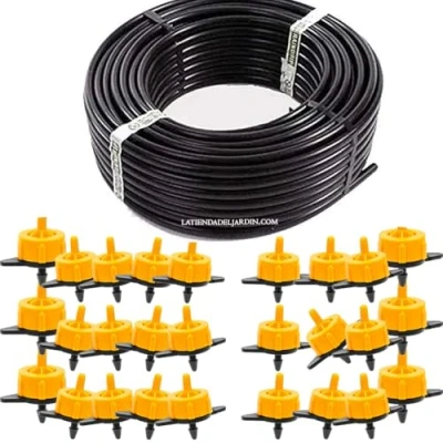 Imagen de Suinga Tuberia de riego por goteo 16mm x 100 metros + Goteros Autocompensantes 16 litros desmontables Sistema