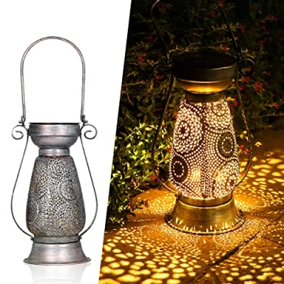 Imagen de Farolillo Solar para exteriores, Görvitor LED farol colgante lámparas solares decorativas de jardín, IP44, resistente al agua, decoración