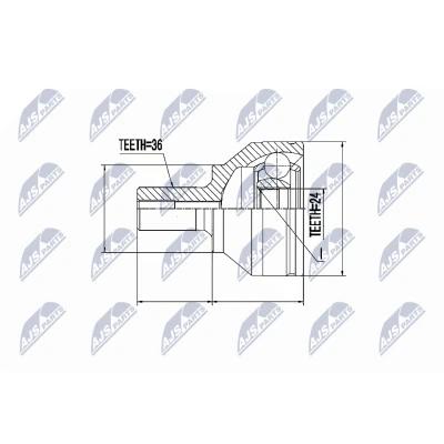 Imagen de NTY NPZ MZ 044 Junta Homocinética Eje delantero, derecha, izquierda con circlip en la parte trasera MAZDA: 3 Hatchback, Berlina