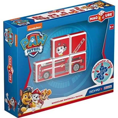 Imagen de Geomag GM080 Magicube Paw Patrol 080, Coche de bomberos Marshall, construcciones magnéticas, 5 cubos (La Patrulla Canina), Multicolor (GM080)