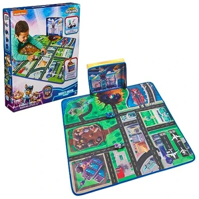 Imagen de PAW Patrol: The Mighty Movie, Pup Squad Play Mat Paquete de regalo con Pups Chase &amp; Vee Racer coches juguete, juguetes para niños y niñas a partir 3 años