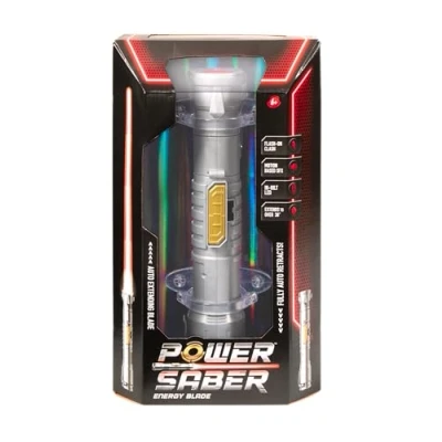Imagen de POWER SABER Roja Sable Láser para Niños y adultos a Partir de 6 Años Extensible Retráctil Juguete Luminoso Realista Seguro 30cm/Desplegado 89 cm Caja Abierta