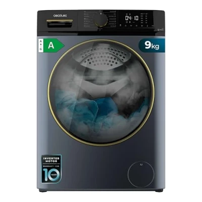 Imagen de Cecotec Lavadora de Carga Frontal 9 Kg Bolero Dresscode 9610 Inverter Ice Blue A, 2000W, 1400 RPM, Bajo Consumo, Función Vapor, Motor Plus, 15 Programas, Optimiza Nivel Agua y Lavado
