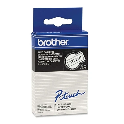 Imagen de P Touch 3000 Brother TC 201 cinta negro sobre blanco 12 mm (original)