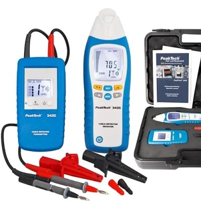 Imagen de PeakTech 3435 Localizador de Línea con Transmisor, Receptor para Cortocircuitos, Fusibles, Tuberías Metálicas, Voltímetros, Buscadores en Paredes, Techos, Pisos, Recepción Hasta 2 Metros