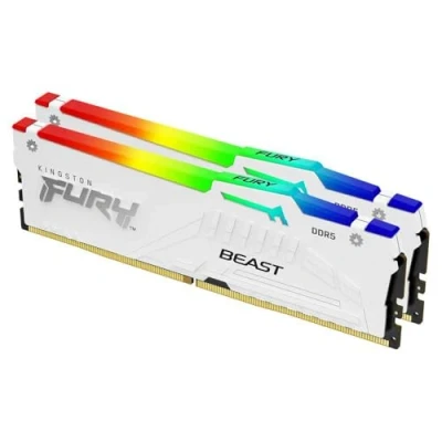 Imagen de Kingston FURY Beast Blanco RGB EXPO 32GB 6400MT/s DDR5 CL32 DIMM Memoria gamer para Ordenadores de sobremesa Kit 2 KF564C32BWEAK2 32