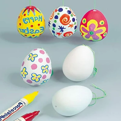 Imagen de Baker Ross Huevos de Cerámica para Colgar Que Podrás Decorar y Personalizar. Manualidades Creativas Niños Decoraciones Primavera Pascua (Pack 4) (EA1815)