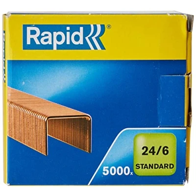 Imagen de Rapid 24860000, Caja de 5000 Grapas, 24/6, hasta 20 hojas, alambre cobre flexibles
