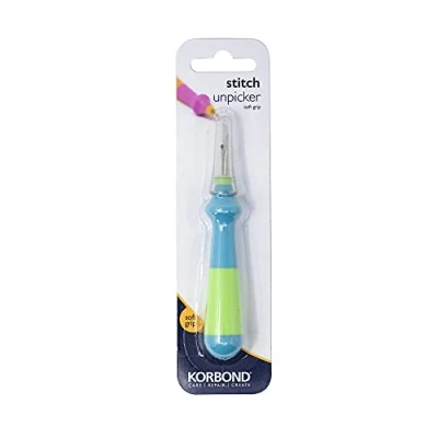 Imagen de Korbond Costuras 12 cm Descosedor de Puntadas con Mango Grande Agarre cómodo y Tapa Protectora Recogedor, Silicona, Azul Verde, suelto