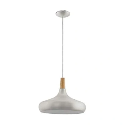 Imagen de Eglo lámpara colgante Sabinar, de acero y madera, en color plata pulida, marrón, bombilla E27, Ø 40 cm