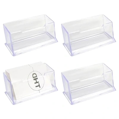 Imagen de Anruyi 4 Piezas Soportes para Tarjetas de Visita, Titulares Tarjetas, Organizador Acrílico, Portatarjetas Visita Transparente, Hogar, Oficina, Mostrador, Hoteles y Encimeras