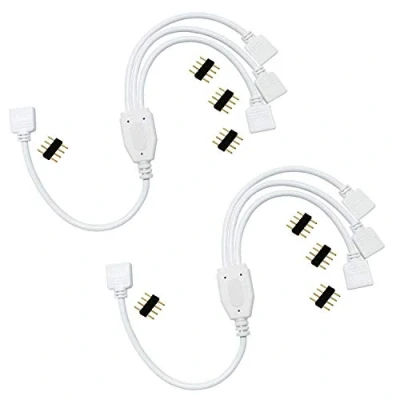 Imagen de LITAELEK 2pcs Cable Divisor Tira LED RGB 1 a 3 Cinta 4 Pines Y Splitter Banda Distribución Strip para 5050 3528 2835 Strip, 30cm, Blanco