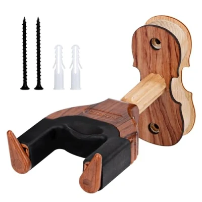 Imagen de Soporte de Pared para Violín, Gancho Montaje en con Bloqueo Automático Base Madera Durable, Colgar la Ukelele o Mandolina Casa y El Estudio