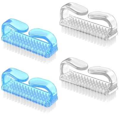 Imagen de Larbois Handle Grip Cepillo de uñas, limpiador uñas mano, kit limpieza pedicura para dedos los pies y hombres mujeres (paquete 4) (color 7)