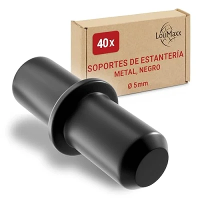 Imagen de LouMaxx soportes de suelo 5 mm, 40 unidades, color negro, para estantes, pasadores soporte estantes acero macizo
