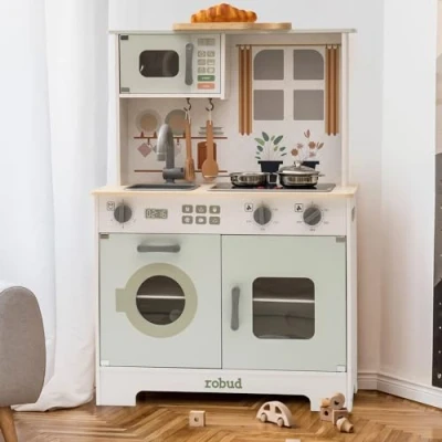 Imagen de ROBUD Cocinas de Madera para niños, Cocina Infantil con Accesorios, Apta niños a Partir 3 años, Montessori